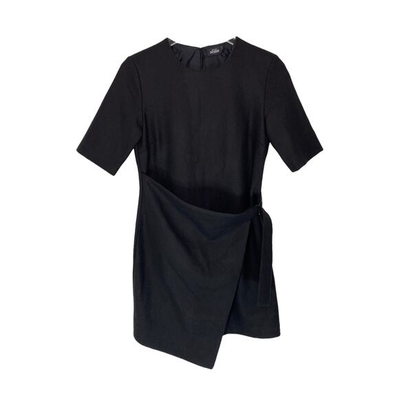 Kate Spade Saturday Black Short Sleeve Wool Blend Buckle Over Mini Dress Size 00 - Picture 2 of 10